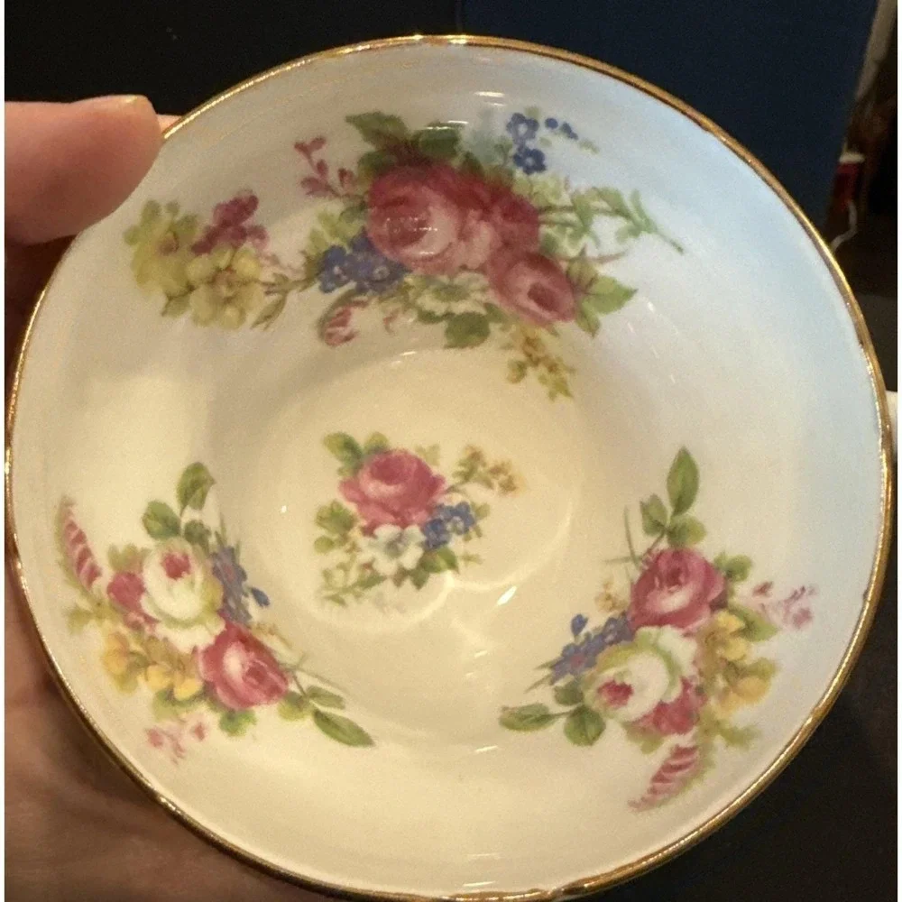 EB Foley England Bone China Tea Cup Teacup Saucer Pale Blue Floral Flowers‎ VTG